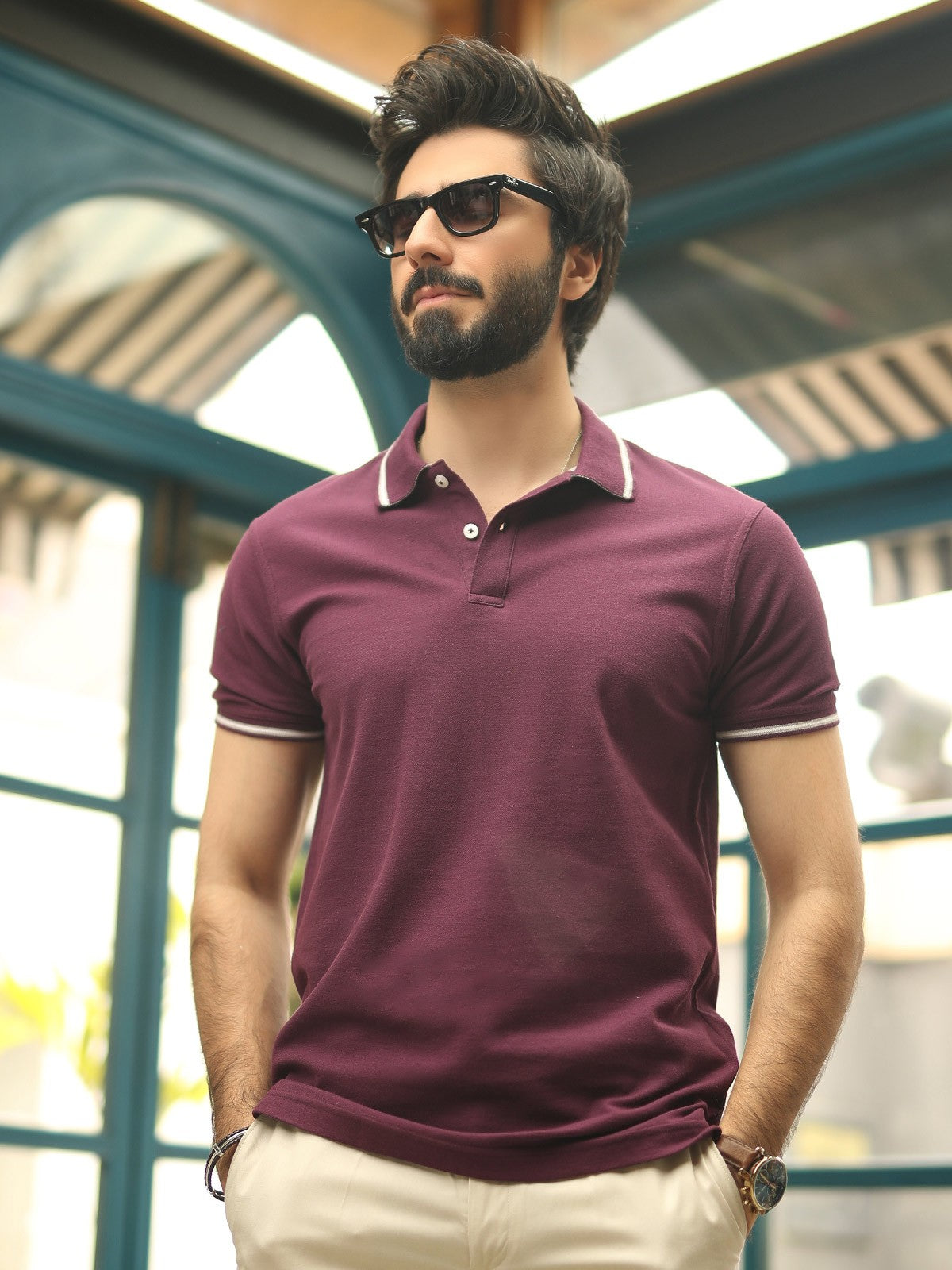Edenrobe - Men's Plum Polo Shirt - EMTPS19-021