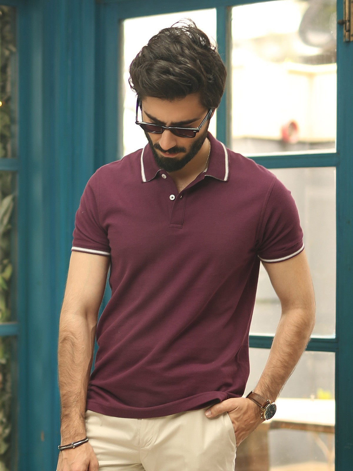 Edenrobe - Men's Plum Polo Shirt - EMTPS19-021