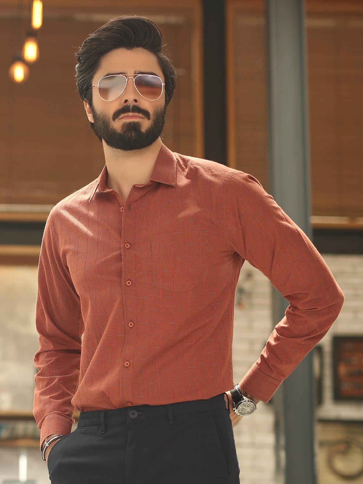 Edenrobe - Men's Rust Shirt - EMTSI19-50163