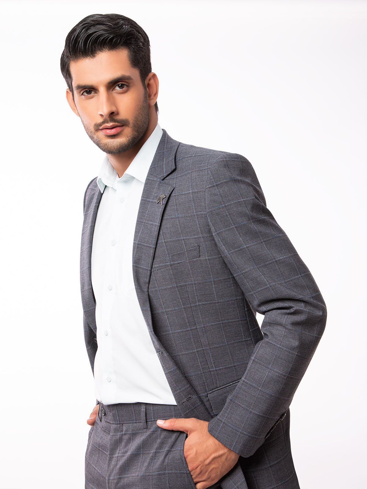 Edenrobe - Men's Grey Single Breast - EMTSB19-8107
