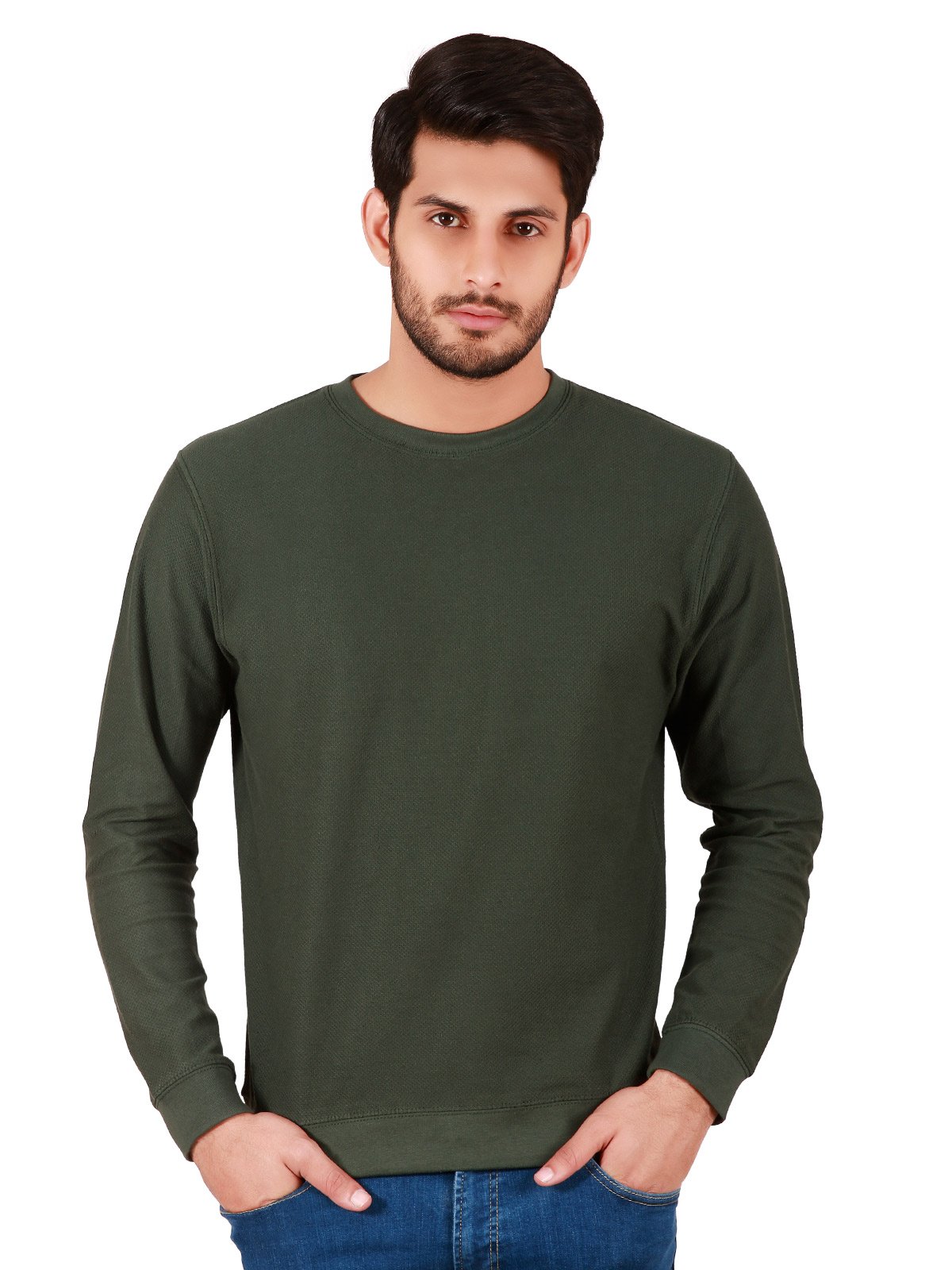 Edenrobe - Men's Bottle Green SweatShirt - EMTSS19-040