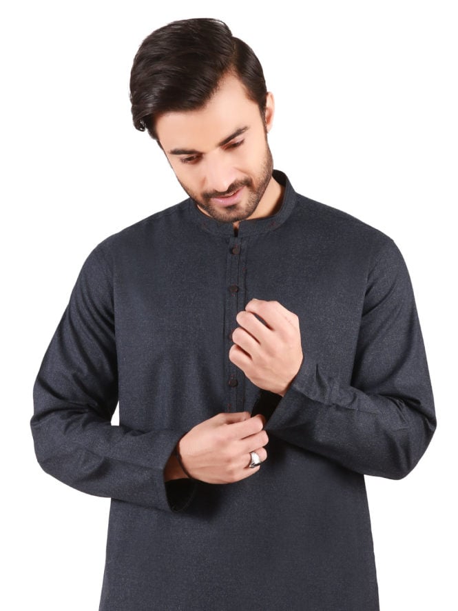 Edenrobe - Men's Mid Night Blue Kurta Shalwar - EMTSW19W-9855