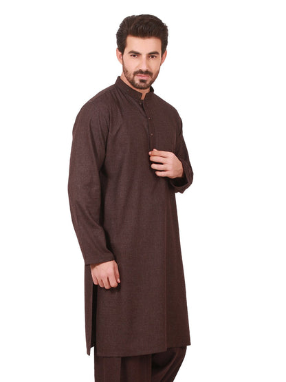 Edenrobe - Men's Dark Plum Kurta Shalwar - EMTSW19W-9861