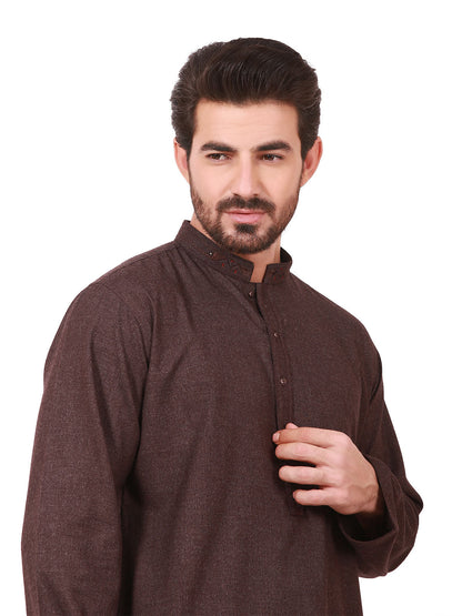 Edenrobe - Men's Dark Plum Kurta Shalwar - EMTSW19W-9861