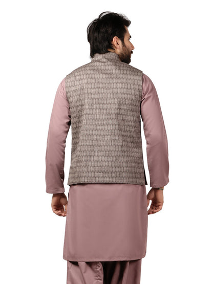 Edenrobe - Men's Zinc & Mauve Waist Coat Suit - EMTWCS19-9824