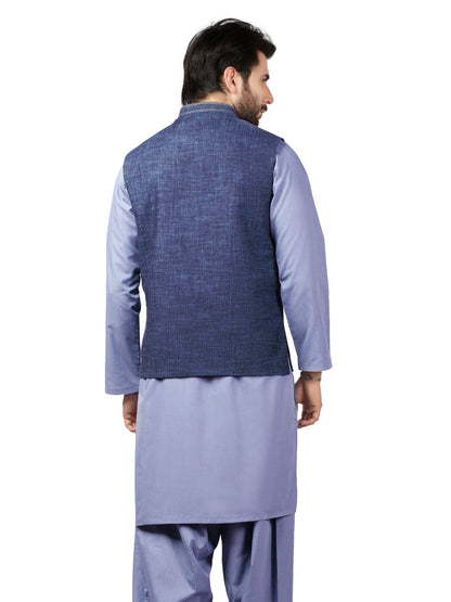 Edenrobe - Men's Teal & Blue Waist Coat Suit - EMTWCS19-9826