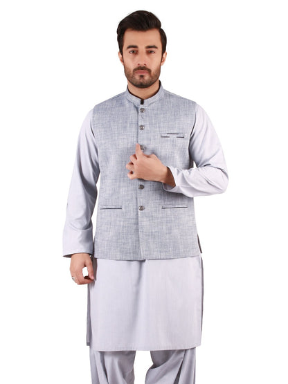 Edenrobe - Men's Grey Waist Coat Suit - EMTWCS19-9827