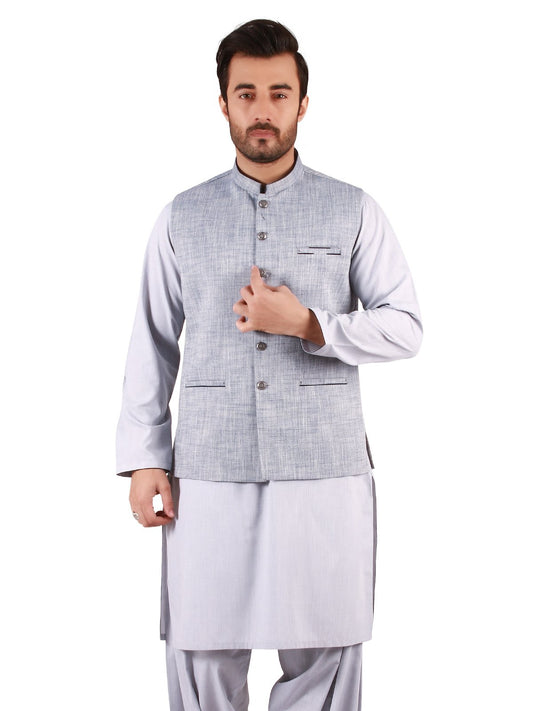 Edenrobe - Men's Grey Waist Coat Suit - EMTWCS19-9827