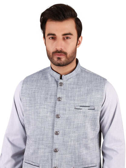 Edenrobe - Men's Grey Waist Coat Suit - EMTWCS19-9827