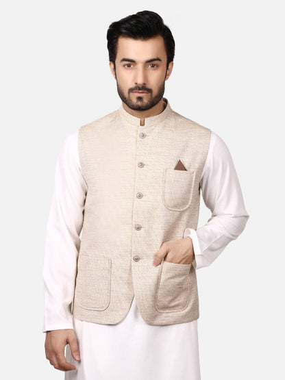 Edenrobe - Men's Beige Waist Coat - EMTWC19-003