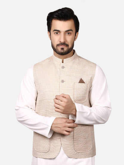 Edenrobe - Men's Beige Waist Coat - EMTWC19-003