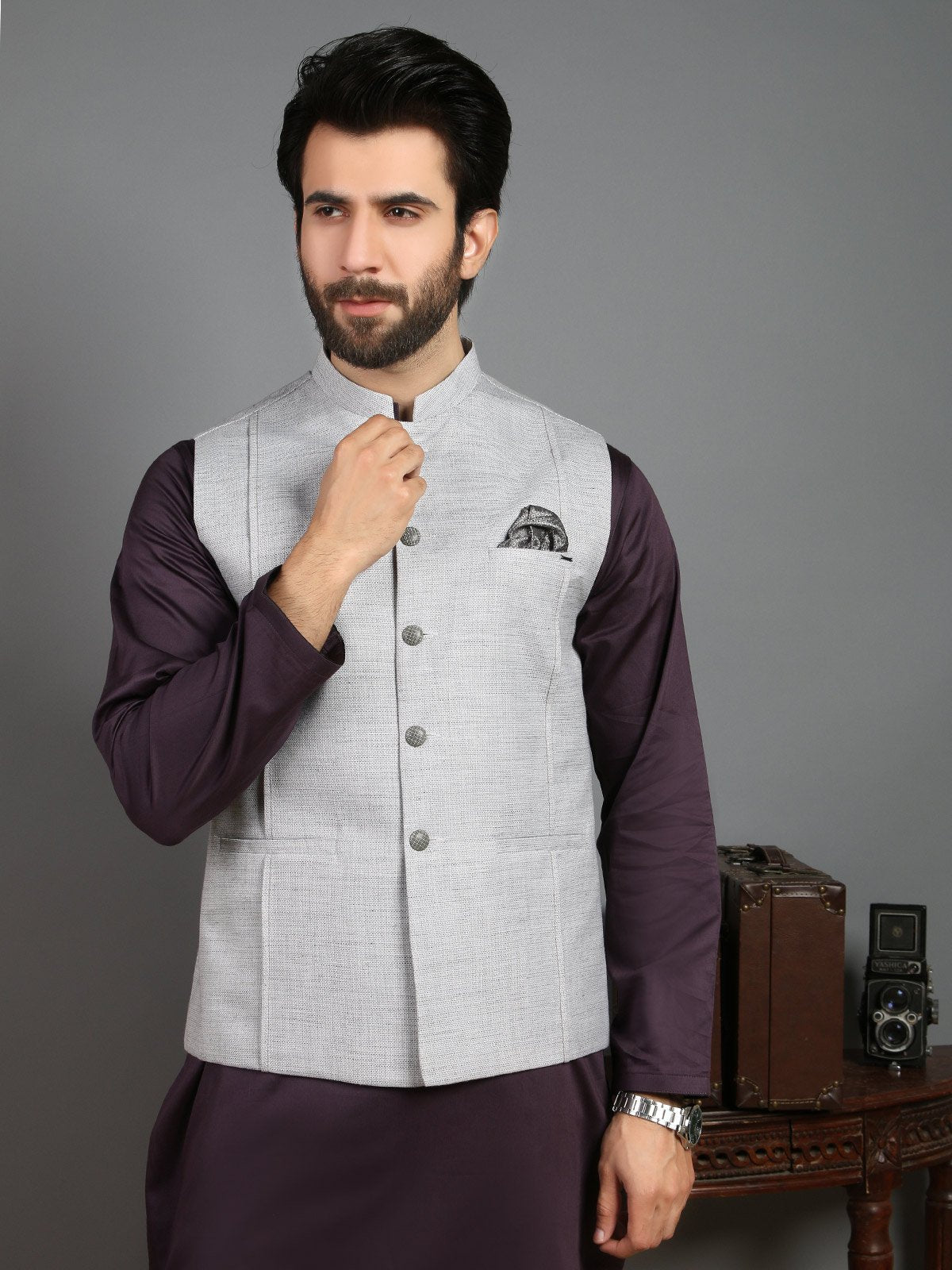 Edenrobe - Men's Light Grey Waist Coat - EMTWC19-004