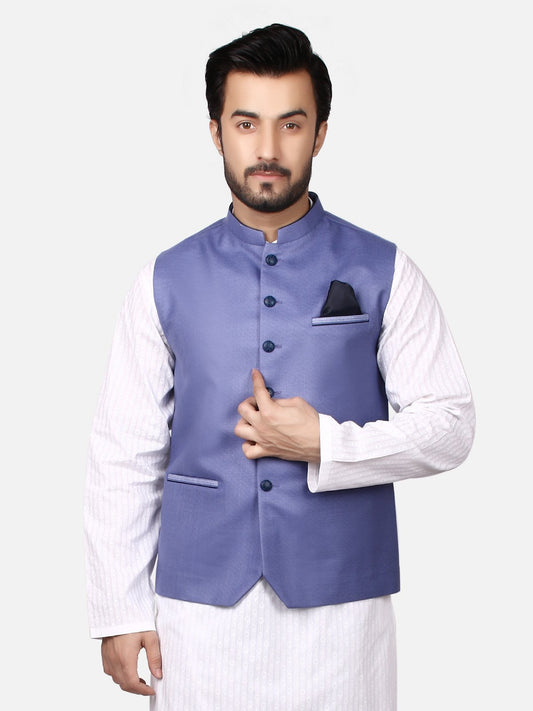 Edenrobe - Men's Blue Waist Coat - EMTWC19-007