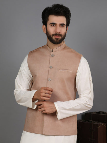 Edenrobe - Men's Light Brown Waist Coat - EMTWC19-008