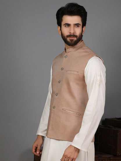 Edenrobe - Men's Light Brown Waist Coat - EMTWC19-008