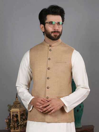 Edenrobe - Men's Light Brown Waist Coat - EMTWC19-008