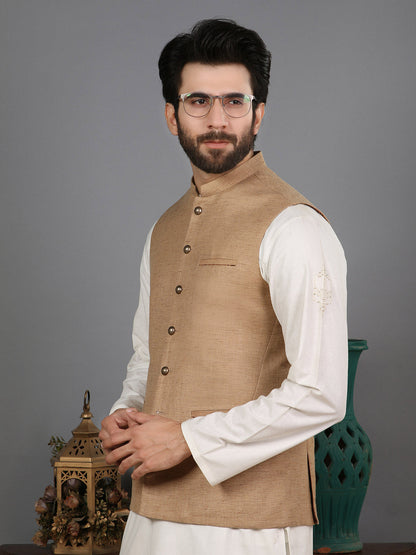 Edenrobe - Men's Light Brown Waist Coat - EMTWC19-008