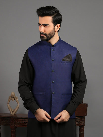 Edenrobe - Men's Royal Blue Waist Coat - EMTWC19-009