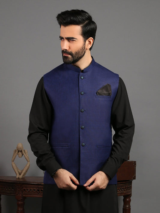 Edenrobe - Men's Royal Blue Waist Coat - EMTWC19-009