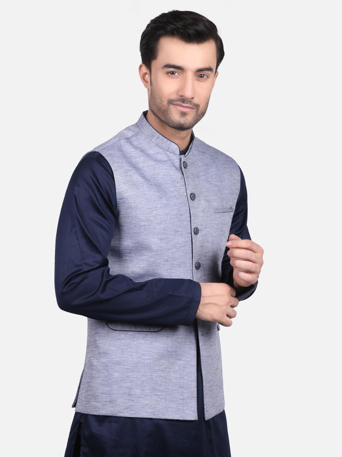 Edenrobe - Men's Ice Blue Waist Coat - EMTWC19-35663