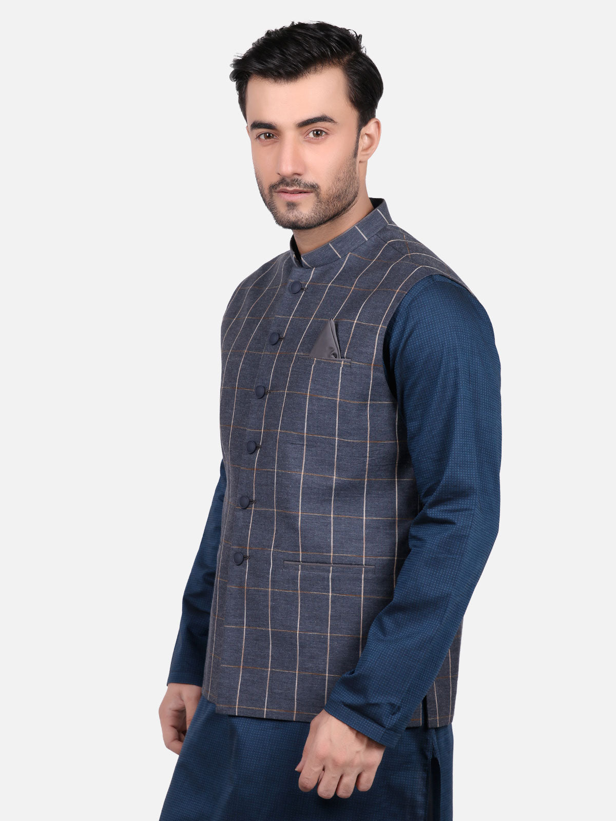 Edenrobe - Men's Greyish Blue Waist Coat - EMTWC19-35666