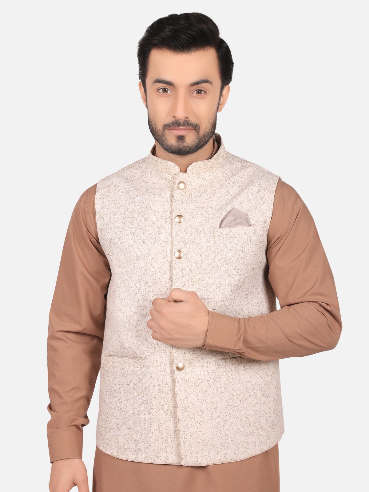 Edenrobe - Men's Cream Waist Coat - EMTWC19-35672