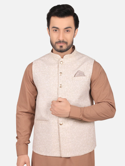 Edenrobe - Men's Cream Waist Coat - EMTWC19-35672