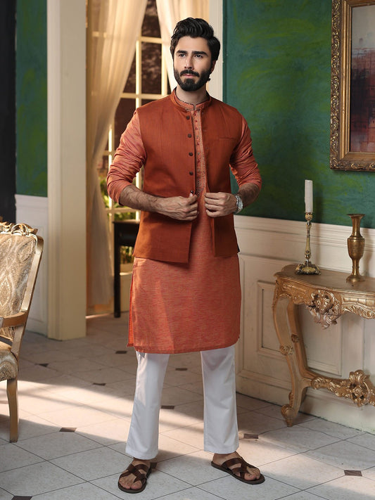 Edenrobe - Men's Rust Waist Coat - EMTWC19-35678