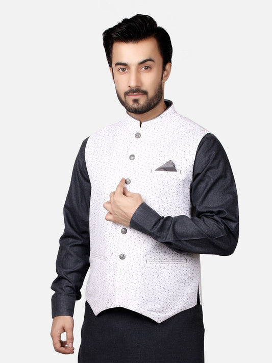 Edenrobe - Men's White Waist Coat - EMTWC19-35679