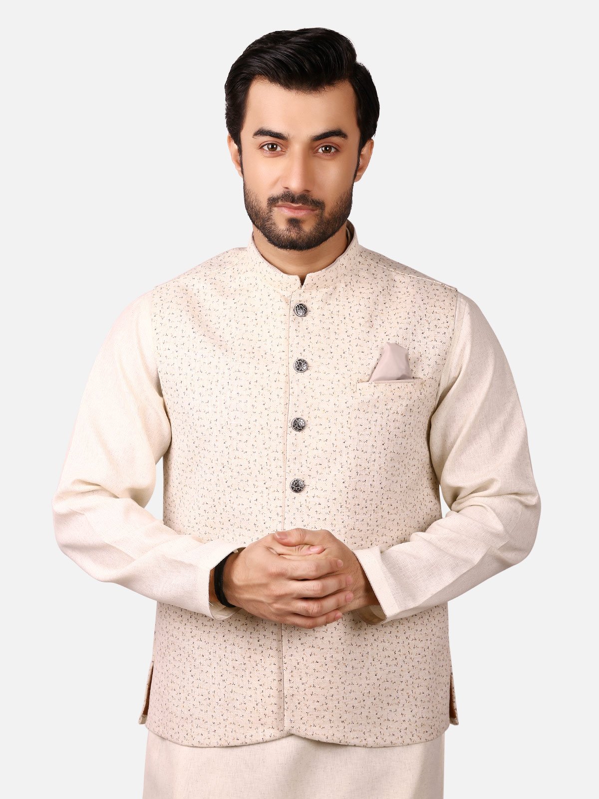 Edenrobe - Men's Light Beige Waist Coat - EMTWC19-35680