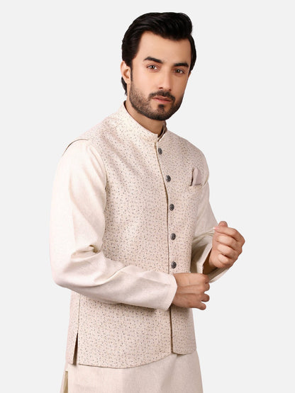 Edenrobe - Men's Light Beige Waist Coat - EMTWC19-35680