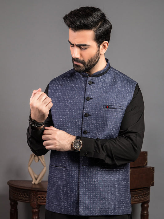 Edenrobe - Men's Denim Blue Waist Coat - EMTWC19-35682