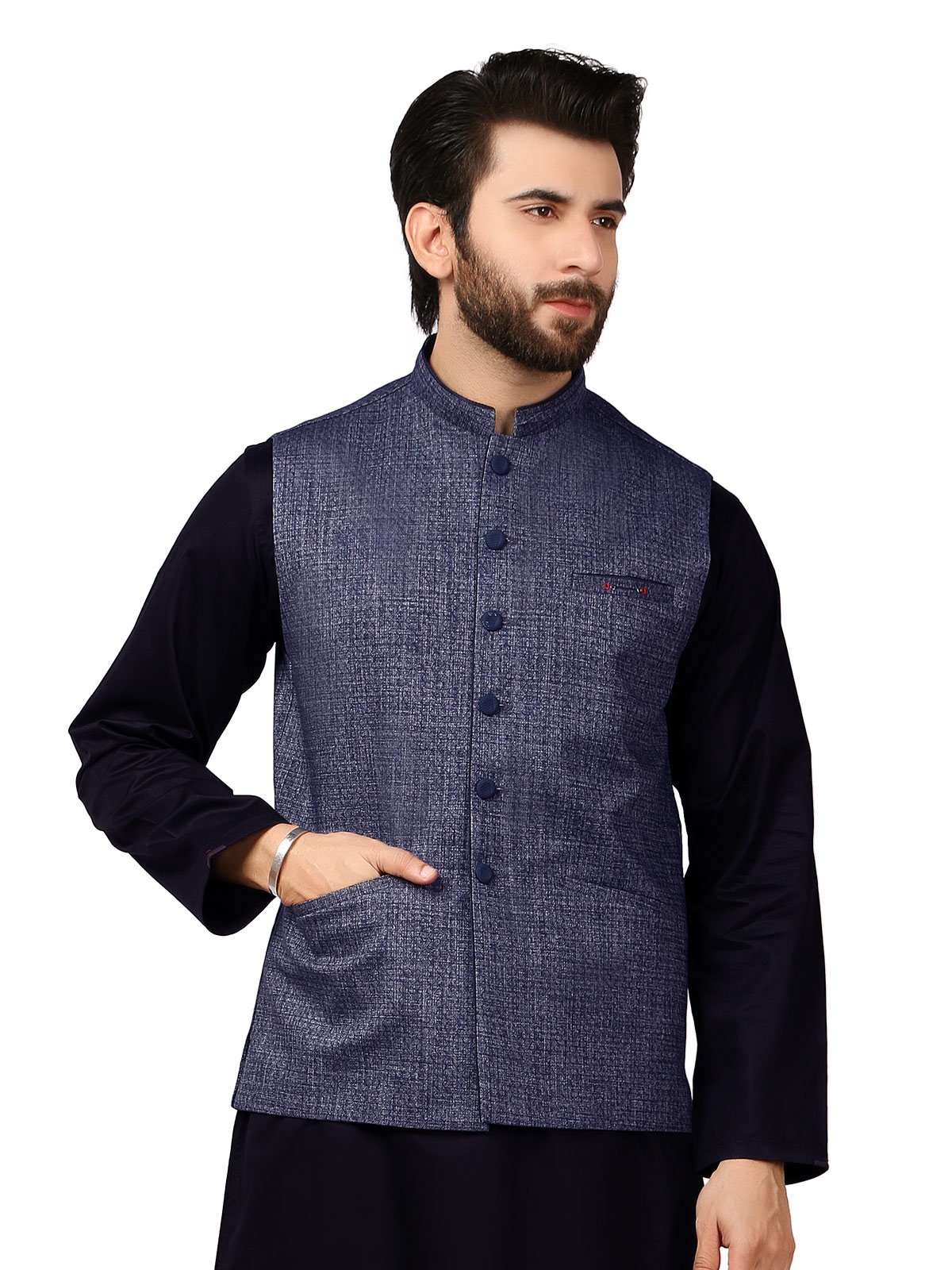 Edenrobe - Men's Blue Waist Coat - EMTWC19-35686