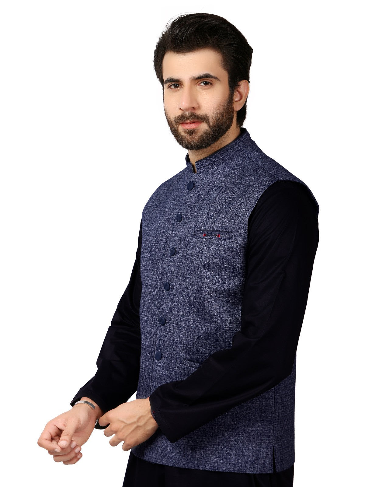 Edenrobe - Men's Blue Waist Coat - EMTWC19-35686