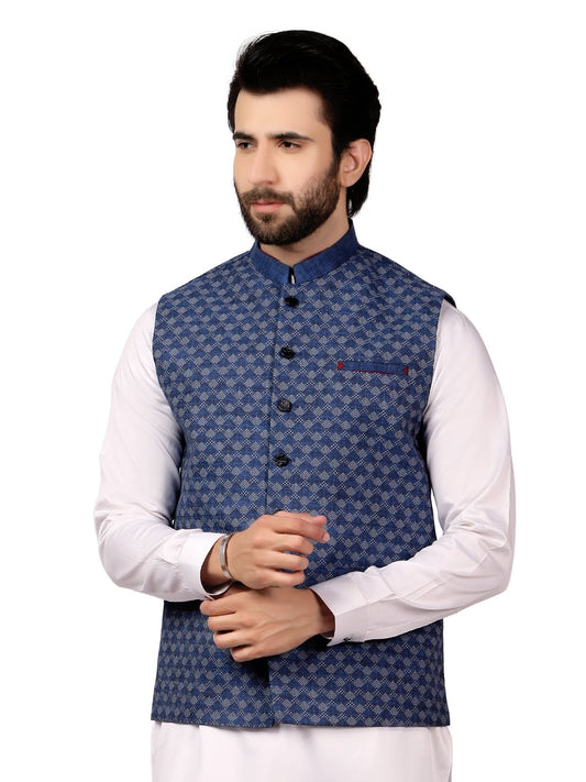 Edenrobe - Men's Blue Waist Coat - EMTWC19-35687