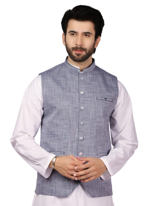 Edenrobe - Men's Greyish Blue Waist Coat - EMTWC19-35693