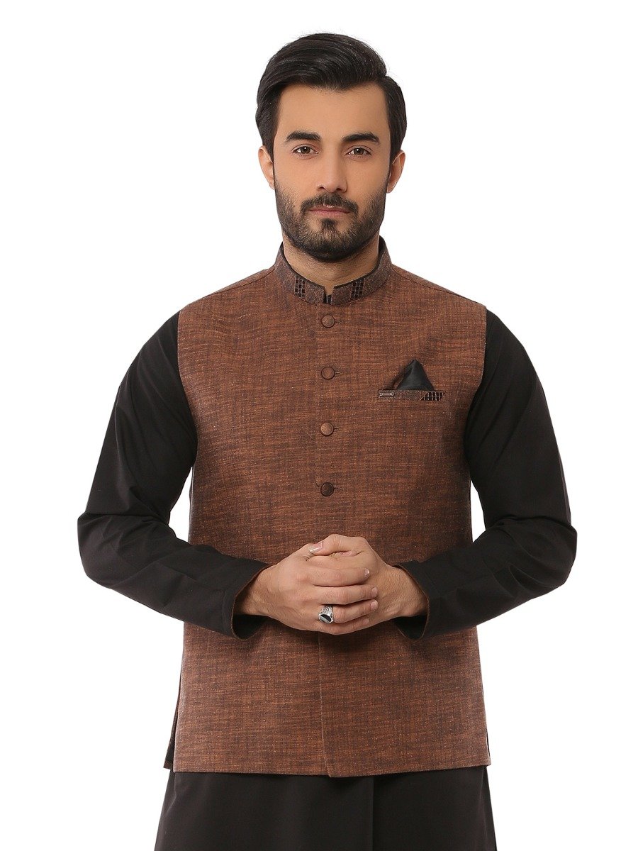 Edenrobe - Men's Light Brown Waist Coat - EMTWC19-35695