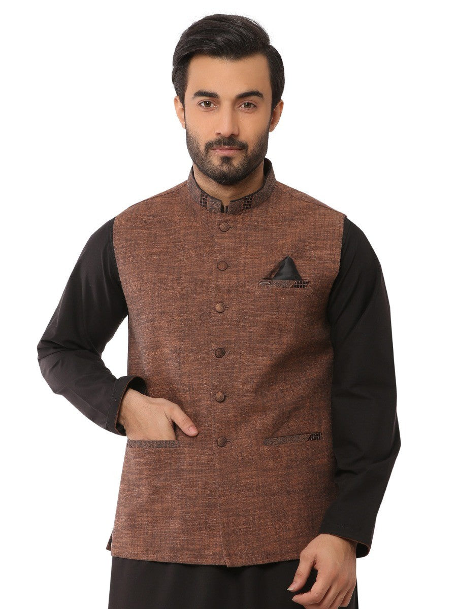 Edenrobe - Men's Light Brown Waist Coat - EMTWC19-35695