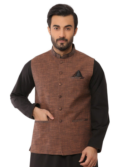 Edenrobe - Men's Light Brown Waist Coat - EMTWC19-35695