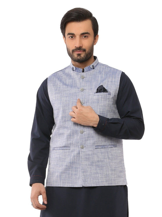 Edenrobe - Men's Light Blue Waist Coat - EMTWC19-35697