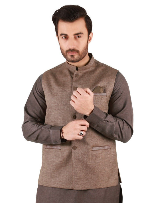 Edenrobe - Men's Light Brown Waist Coat - EMTWC19-35698