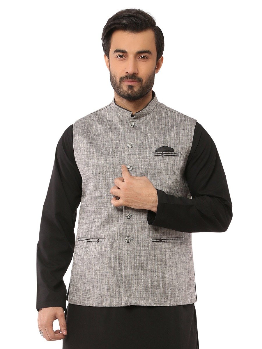 Edenrobe - Men's Ash Grey Waist Coat - EMTWC19-35705