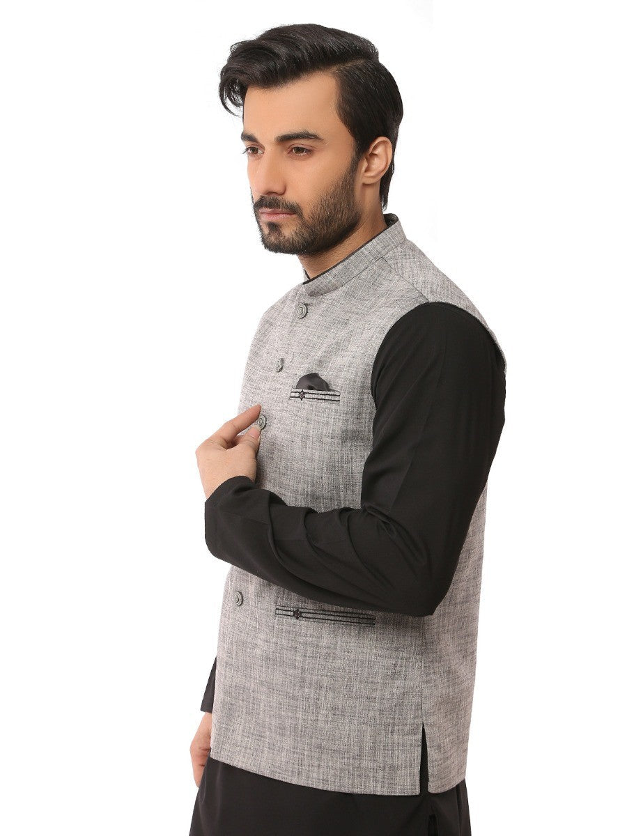Edenrobe - Men's Ash Grey Waist Coat - EMTWC19-35705