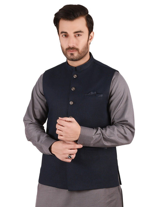 Edenrobe - Men's Mid Night Blue Waist Coat - EMTWC19-35706