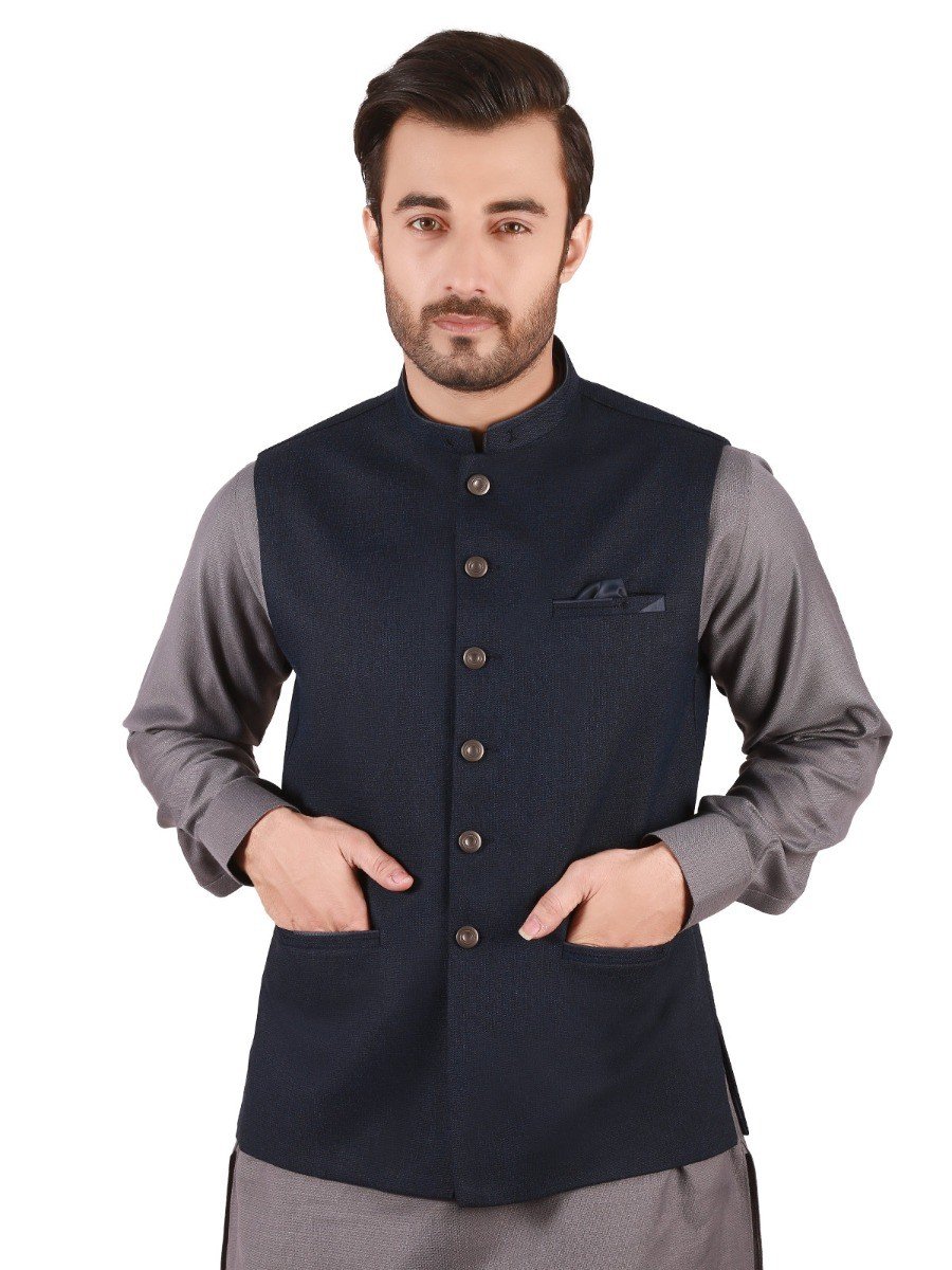 Edenrobe - Men's Mid Night Blue Waist Coat - EMTWC19-35706