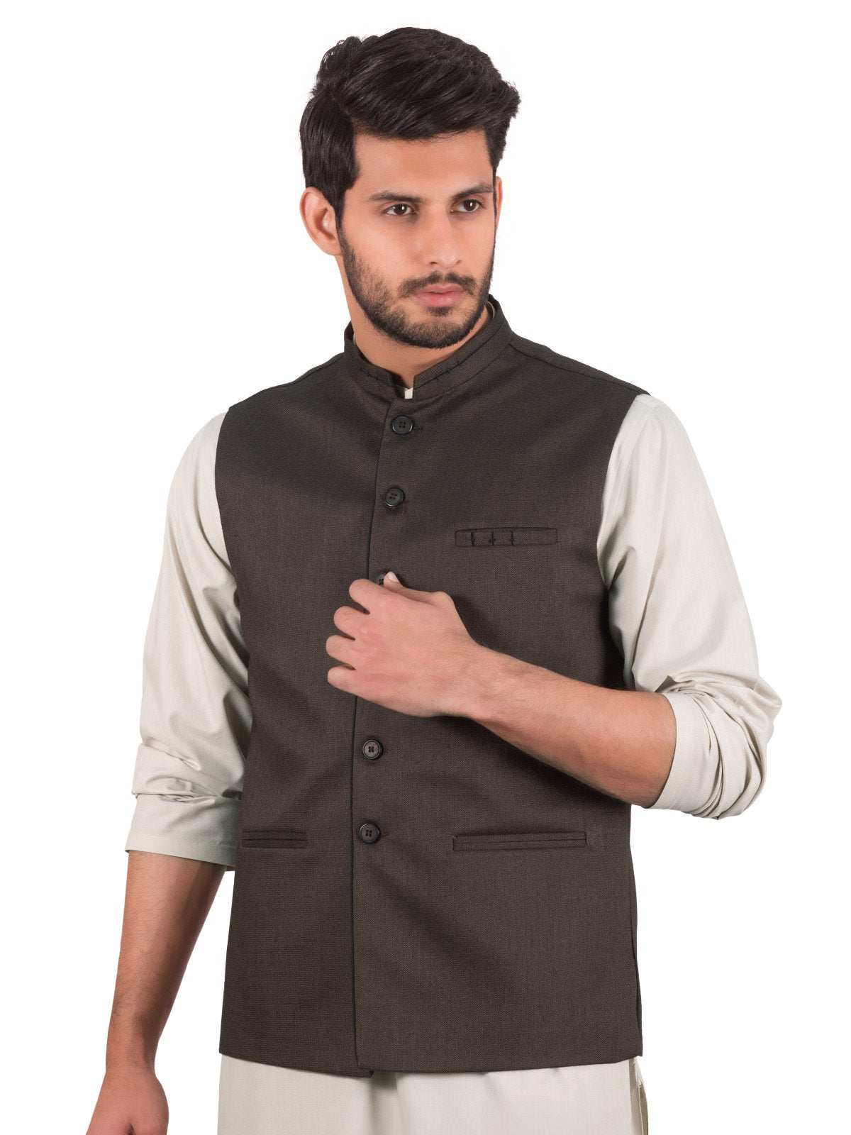 Edenrobe - Men's Dark Coffee Waist Coat - EMTWC19-35707