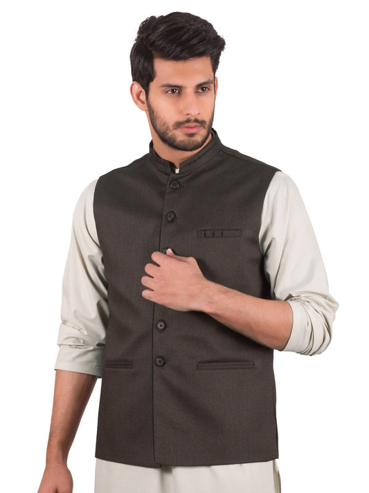 Edenrobe - Men's Dark Coffee Waist Coat - EMTWC19-35707