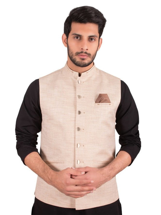 Edenrobe - Men's Light Beige Waist Coat - EMTWC19-35708