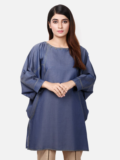Edenrobe - Pret 1Pc Printed Denim Shirt - ELTK19-66628