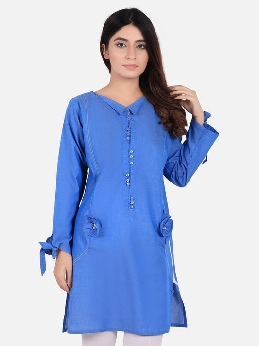 Edenrobe - Pret 1Pc Printed Chambray Shirt - ELTK19-66734